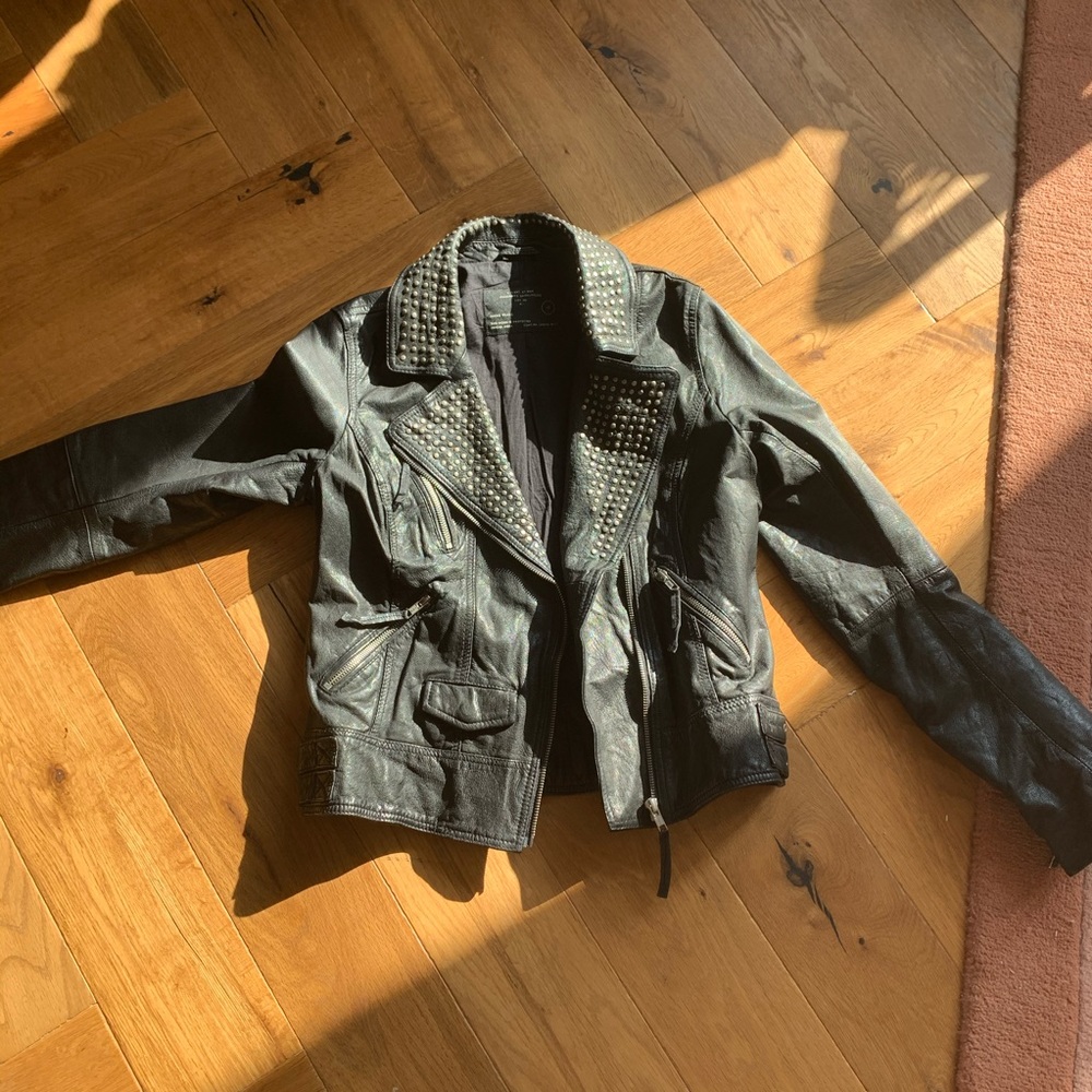All Saints studded leather moto jacket